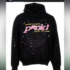 Spider Black Graphic Sweatshirt with Pink and Yellow Accents